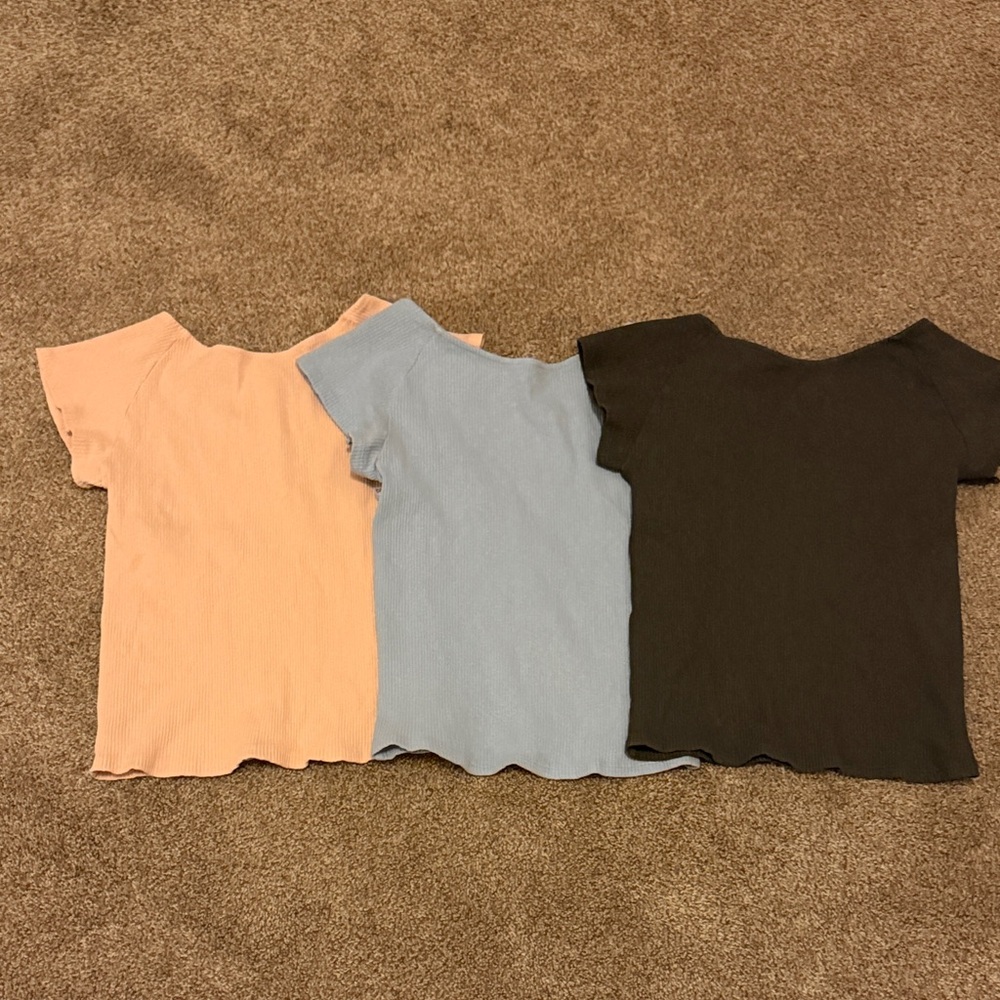 Aerie Multi-Color Open Back Short Sleeve Tops